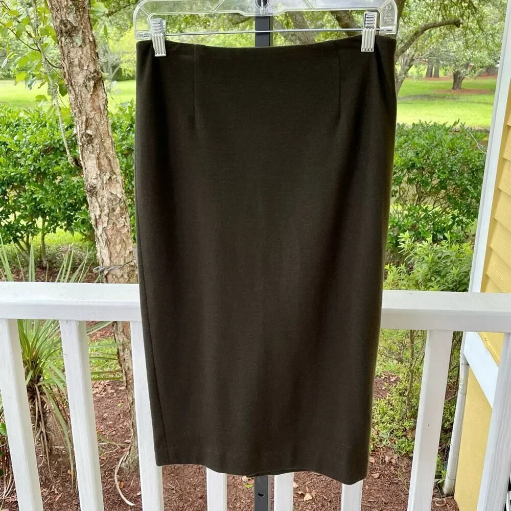 Worth Olive Pencil Skirt | Zip Slit